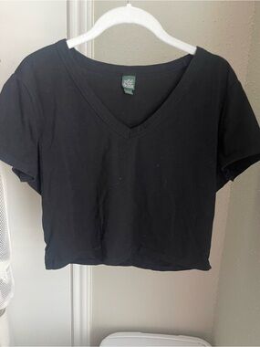 wild fable Black V-Neck Cropped Tee